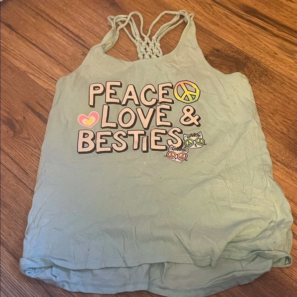 Justice Light Green Tank Top with Peace Graphic (Bin GB) - Picture 1 of 1
